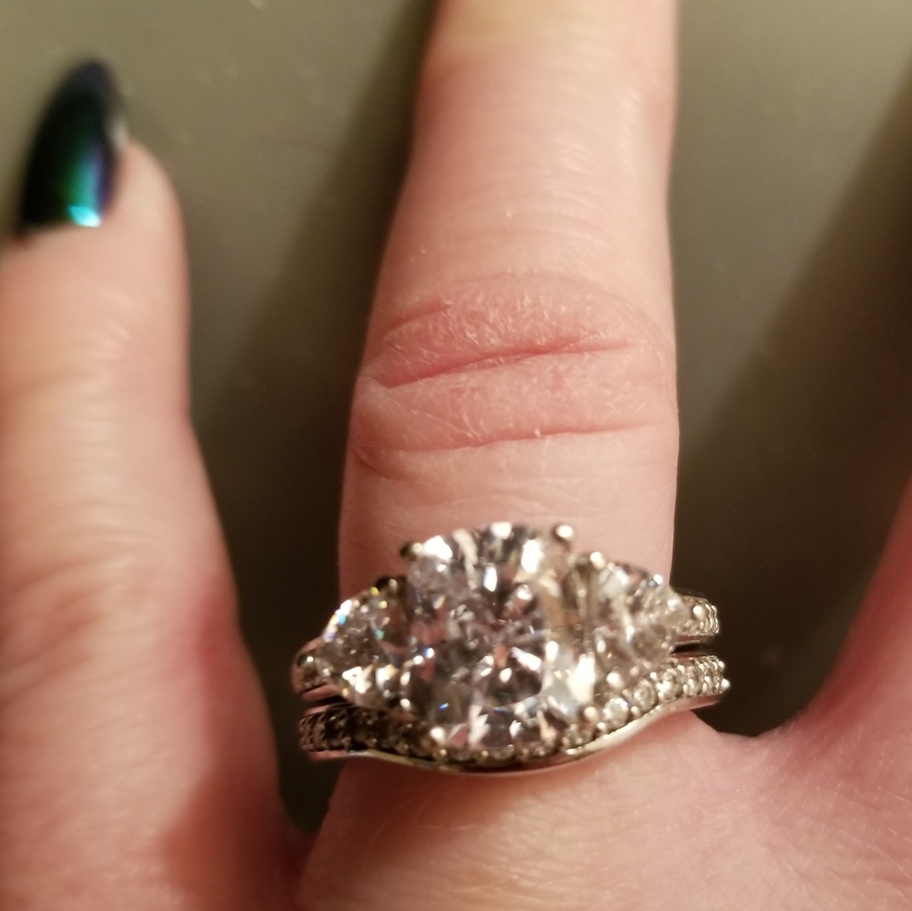 QVC Diamonique Clad/Sterling Silver 2.95tcw Set